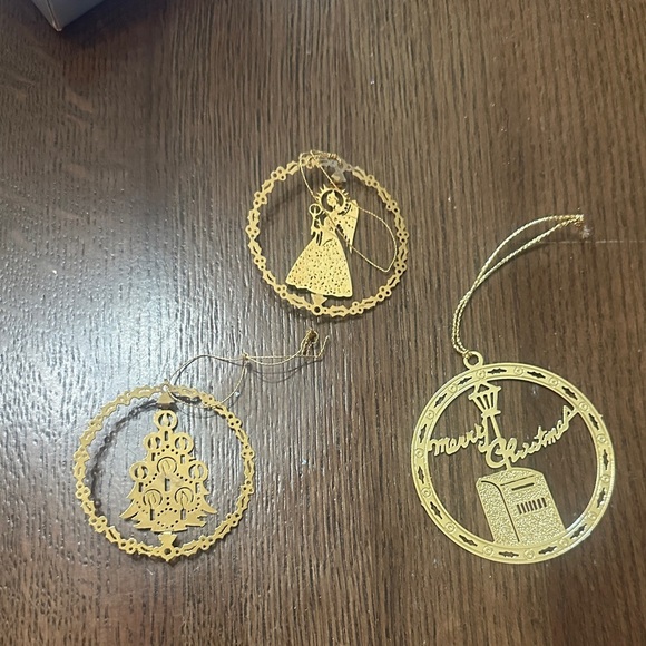 Source Unknown Other - Gold Christmas Ornaments Set of three